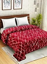 Home Town Geometric Striped Polyester Pinsonic Double Layer S Printed Blanket 420Gsm King Red Blanket,218X228Cm