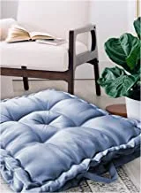 Home Town Plain Micro Fibre Square Silver Blue Floor Cushion,60X60Cm