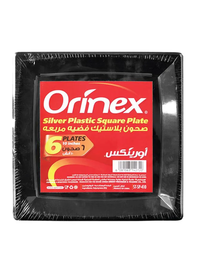 Orinex 6-Piece Plastic Plate Black