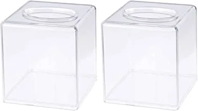 Showay 2pcs acrylic tissue holder tissue box transparent paper roll holder clear square napkin holder for home,office, restaurants, hotels, bathroom vanity countertops(square)