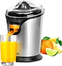 Geepas 100W Citrus Juicer Electric Orange Juicer Freshly Pressed Fruit Juices In Seconds 2 Year Warranty, Silver, Gcj46013UK