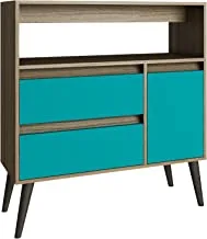 Brv Moveis TV Table with One Shelves and Two Drawers and One Cabinet, Brown - H 95.5 cm X W 90 cm X D 35 cm