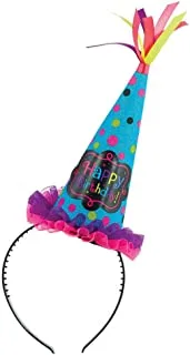 Amscan 396758 Birthday Chic Cone Hat Headband Accessories Party Supplies, Multi Color