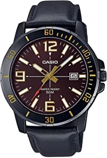 Casio Watch Men'sAnalog Brown Dial Leather Band MTP-VD01BL-5BVUDF.