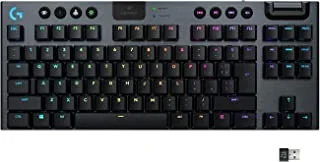 Logitech G915 TKL Tenkeyless Lightspeed Wireless RGB Mechanical Gaming Keyboard, Low Profile Switch Options, LIGHTSYNC RGB, Advanced Wireless and Bluetooth Support - Clicky , Black