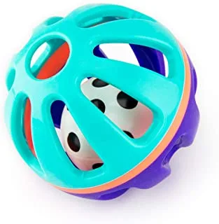 كرة Sassy Squish & Chime ذات الغلاف الخارجي الناعم الملمس وكرة الرنين الداخلية ، للأعمار من 0+ أشهر