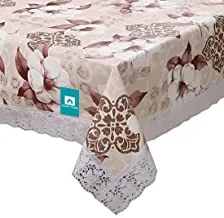 Home Town Floral Printed Pvc Light Brown Table Cover,150X100Cm