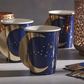Ginger Ray Pop Out Moon Paper Cup - Navy and Gold