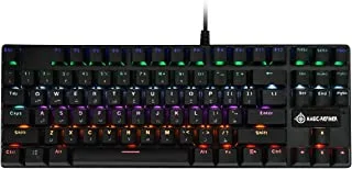لوحة مفاتيح Magic-Refiner Arabic RGB للألعاب الميكانيكية مع مفتاح أحمر 87 مفتاحًا ، أسود