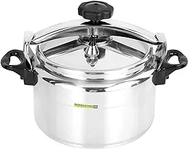 Royalford 11.0 L Aluminum Pressure Cooker- RF11176| Equipped with Multi-Safety Device and Unique Pressure Indicator| Durable Aluminum Alloy Construction with Firm Handles| Compatible with Gas, Silver