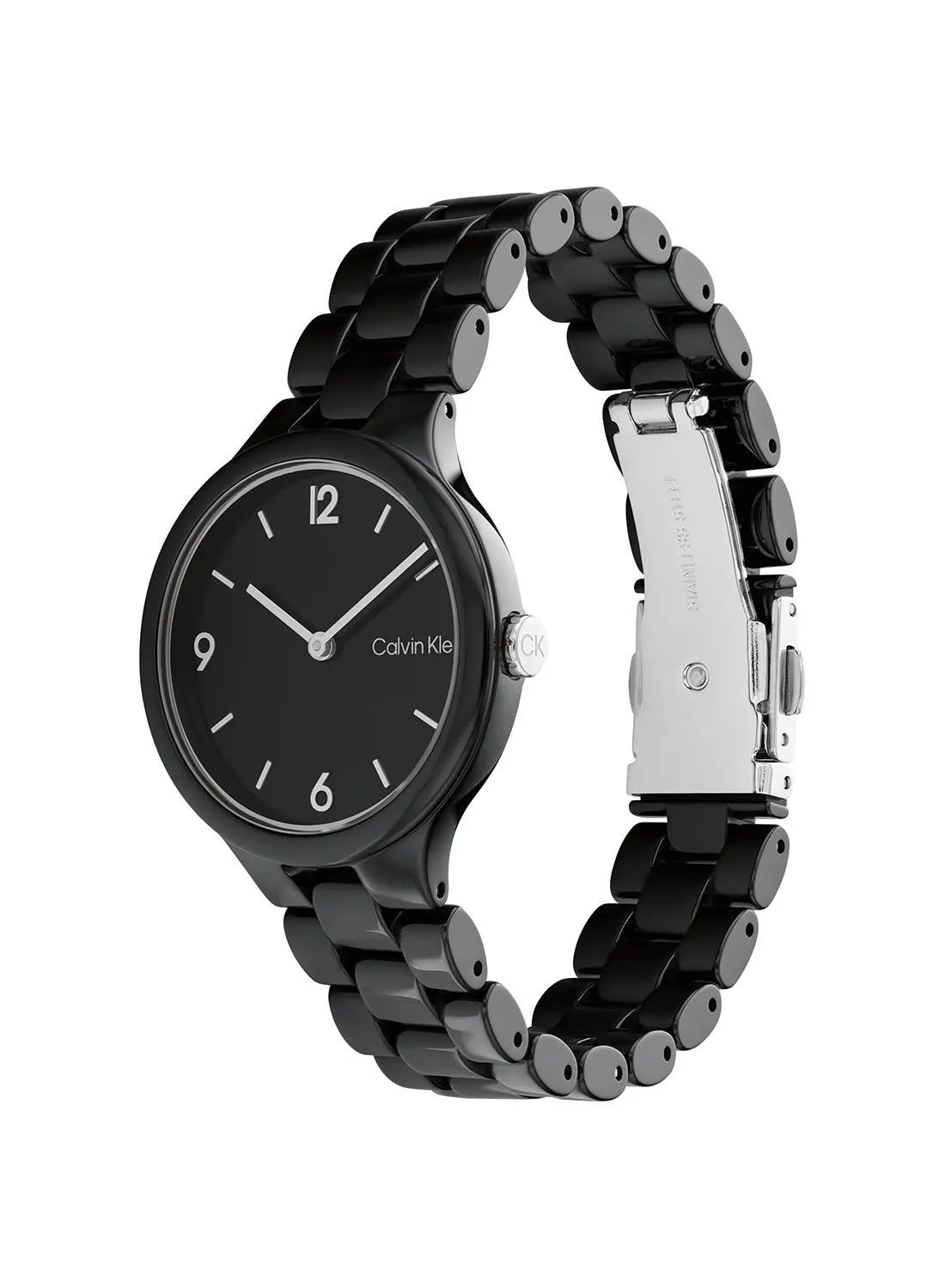 CALVIN KLEIN Women's Analog Round Waterproof  Wrist Watch With Ceramic Strap 25200078