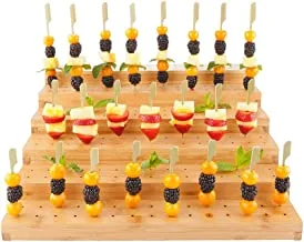 Multi Level Rectangular Bamboo Food Skewer Holder: Perfect for Cocktail Parties and Catering Events - Six Level Biodegradable Pick Stand and Food Display - 180 Holes - 1-CT - Restaurantware