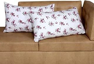 Home Town Floral Printed 300 Tc White/Dark Pink Pillow Case,50X80+15Cm