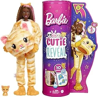 Barbie Cutie Reveal Doll with Kitty Plush Costume & 10 Surprises Including Mini Pet & Color Change, Gift for Kids 3 Years & Older