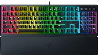 لوحة مفاتيح الألعاب Razer Ornata V3 - تخطيط أمريكي ، مفاتيح منخفضة المستوى ، مفاتيح Mecha-Membrane ، أغطية مفاتيح مغطاة بالأشعة فوق البنفسجية ، مفاتيح وسائط بإضاءة خلفية ، إضاءة RGB ذات 10 مناطق ، مقاومة للانسكاب - أسود كلاسيكي