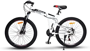Fitness Minutes Folding Foldable Bicycle Mountain Bike, Spoke Tire 26 Inch White , F3-26-S-Wh