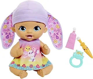 فرشاة My Garden Baby Brush & Smile Little Bunny Baby Doll (12 بوصة) مع 3 ملحقات وزي 2 في 1 ، قبعة وردية ، هدية رائعة للأطفال بعمر 2 سنوات فما فوق
