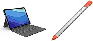 حافظة لوحة مفاتيح Logitech Combo Touch لجهاز iPad Pro® مقاس 11 بوصة (الجيل الأول والثاني والثالث) تخطيط عربي + قلم Logitech Crayon الرقمي لجميع أجهزة iPad