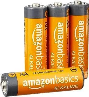 Amazon Basics 4 Pack AA عالية الأداء بطاريات قلوية ، 10 سنوات من الصلاحية