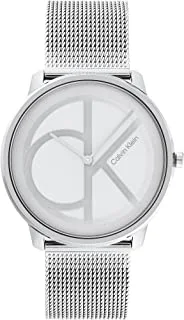 Calvin Klein ICONIC MESH - 40MM UNISEX's SILVER WHITE DIAL, STAINLESS STEEL WATCH - 25200027