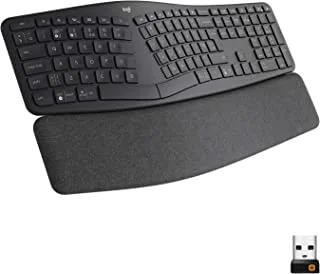 Logitech ERGO K860 Wireless Ergonomic Keyboard - Split Keyboard, Wrist Rest, Natural Typing, Stain-Resistant Fabric, Bluetooth and USB Connectivity, Compatible with Windows/Mac, Arabic Layout
