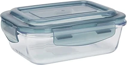 Royalford 600ml Glass Meal Prep Container | Reusable, Airtight Food Storage Tray with Snap Locking Lid | Microwavable, Freezer, Oven & Dishwasher Safe| Use for Storage Food Container Bento Lunch Box