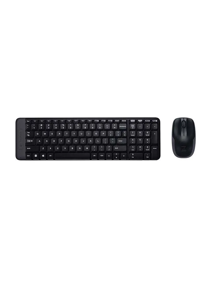 لوجيتك MK220 لوحة مفاتيح وماوس لاسلكية موفرة للمساحة باللون الأسود