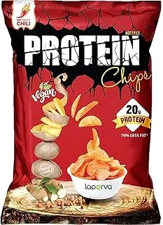 Laperva Protein Chips 55G freshly baked snack with 70% less fat - BBQ, Hot sweet Chili flavor (Hot Sweet Chilli, Pack of 1)