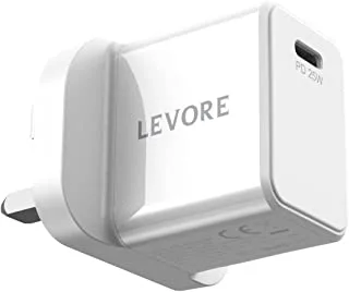 Levore Wall Charger 25W 1XUSB-C Power Delivery Fast Charging Adapter - White