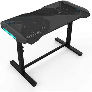 E Blue Rgb Gaming Desk Height Adjustable Glowing - Black