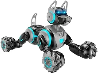 Buzzy Toys Watch Dual 2.4G Remote Control Stunt Robot Dog, Black