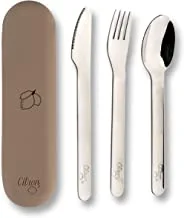 Citron- Stainless Steel Cutlery Set 3 pc Silverware Fork, Spoon and Knife, Reusable Travel Utensils & Flatware Set for Kids- Lemon