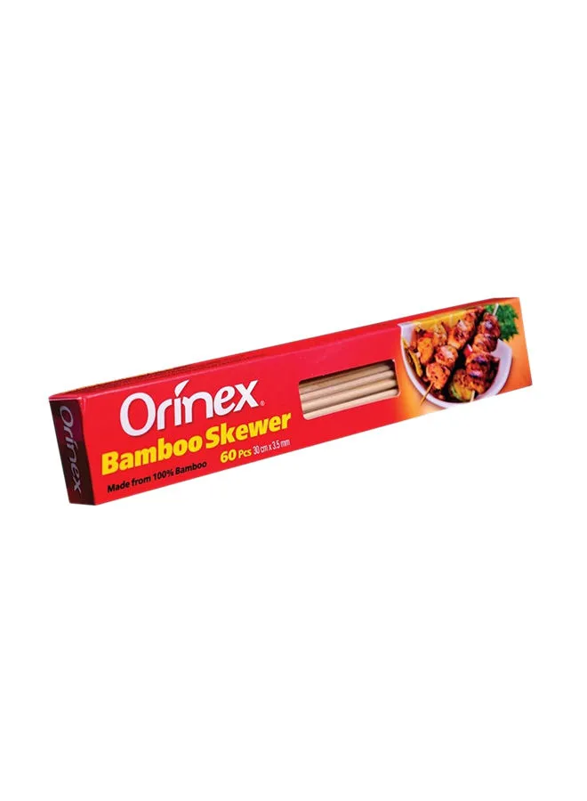 Orinex 60-Piece Bamboo Skewer Brown 30cm