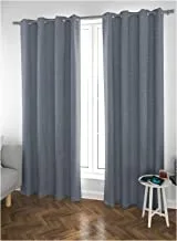 Home Town Plain Jaquard/Polyester Black Out Blueish Grey Curtain,135X240Cm