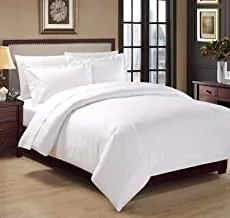 Hotel Stripe 5Pcs Comforter Set, King Size, White