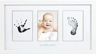 Pearhead Baby Prints Newborn Handprint and Footprint Photo Frame Kit, Safe Clean-Touch Ink Pad Included, Gift to New Parents for Christmas or Baby Shower, White