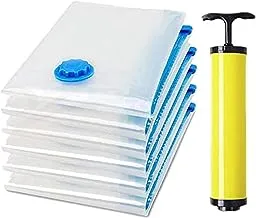 Vacuum Space Saver Reusable Sealer Storage Bags with Suction Pump, 70 x 100 cm (Pack of 7), W 31.4 x H 22.8 x D 15.6cm