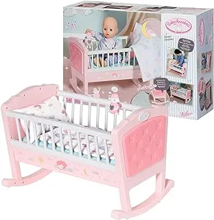 Baby Annabell 703236 Baby Annabell Sweet Dreams Cot Bedtime Accessory-Rocking Function, Lullaby Feature-Includes Mattress & Bedding-for 36 cm & 43 cm Dolls, Mixed