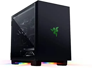 Razer Tomahawk Mini-ITX Gaming Chassis - Dual-Sided Tempered Glass Swivel Doors, Ventilated Top Panel, Chroma RGB Underglow Lighting, Built-In Cable Management - Classic Black