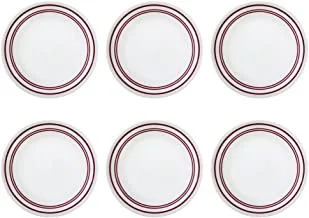 Corelle Café Red Bread and Butter Plate,6Pc set-Made in USA, White/Red
