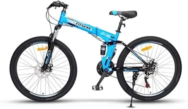 Fitness Minutes Folding Foldable Bicycle Mountain Bike, Spoke Tire 26 Inch Blue , F1-26-S-Bl