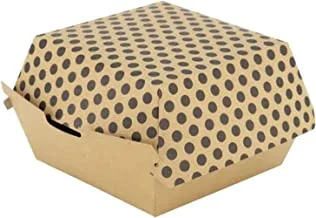 Hema polka dot burger box 5 pack, 13.5 cm x 15 cm x 5 cm size, brown