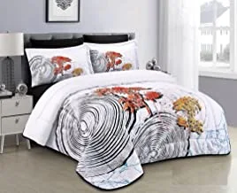 HOURS Medium Filling Floral Comforter 4Pcs Set By Hours Single Size Multicolour Miriam-22B