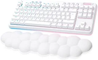 Logitech G G715 Wireless Mechanical Gaming Keyboard with LIGHTSYNC RGB Lighting, LIGHTSPEED, Tactile Switches (GX Brown) and Keyboard Palm Rest, PC and Mac Compatible - White Mist, 920-010465