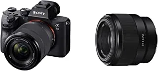 Sony Alpha A7 III كاميرا احترافية كاملة الإطار مستشعر 35 مم مع عدسة SEL2870 قابلة للتبديل ، 24.2 ميجابكسل - أسود (ILCE-7M3K) وعدسة FE مقاس 50 مم F1.8 قياسية ، SEL50F18F أسود