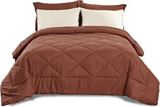 DONETELLA Lightweight Bedding Comforter Set, All Season, 4 Pcs Single Size, Solid Comforter Sets for Double Bed, Plain Diamond Quilting With Down Alternative Filling (طقم لحاف سرير)