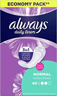 Always panty Liners Comfort Protect Normal Fresh Scent 40 count