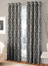 Home Town Damask Jaquard/Chennile Black Out Light Grey Curtain,135X240Cm