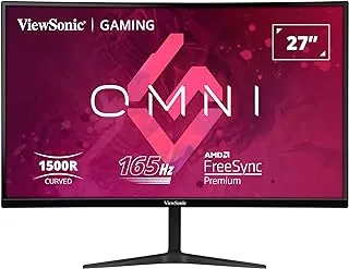 ViewSonic VX2718-PC-MHD 27-inch 1080p HD Curved Gaming Monitor, 165Hz, 1ms, Dual Integrated Speakers, Adaptive Sync, DisplayPort, 2x HDMI, for Home Entertainment and Gaming