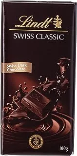 Lindt swiss classic swiss dark chocolate bar, 100g - pack of 1